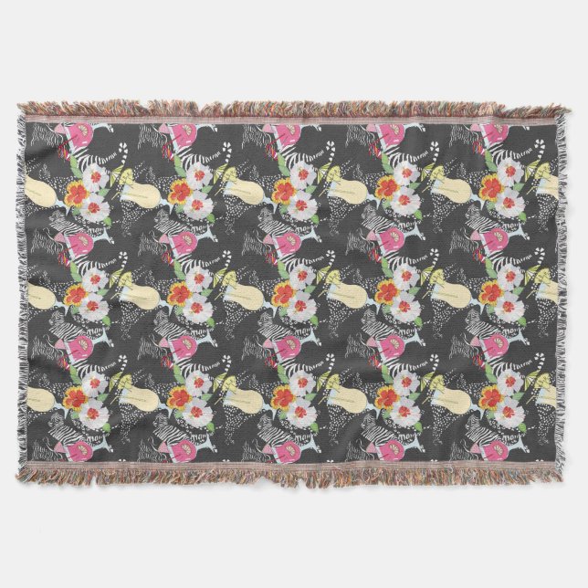 Tropical Drinks With Animals Throw Blanket (Front)