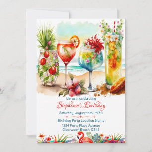 Tropical Drinks Women's Birthday Party Invitation