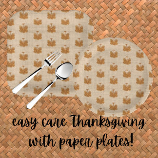 Tropical Earth Tones Island Palm All-Over Print Paper Plate