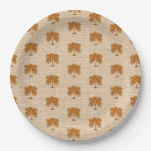 Tropical Earth Tones Island Palm Thaanksgiving Paper Plate