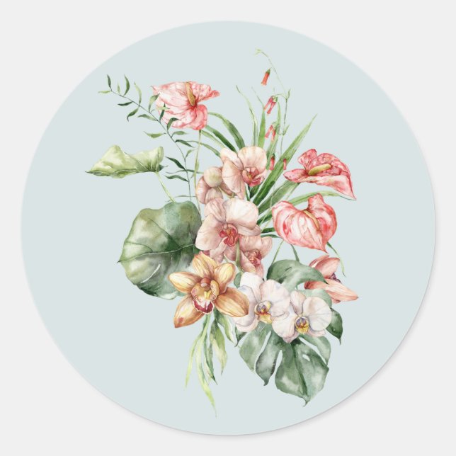 Tropical Elegance Anthurium Wedding Sticker (Front)