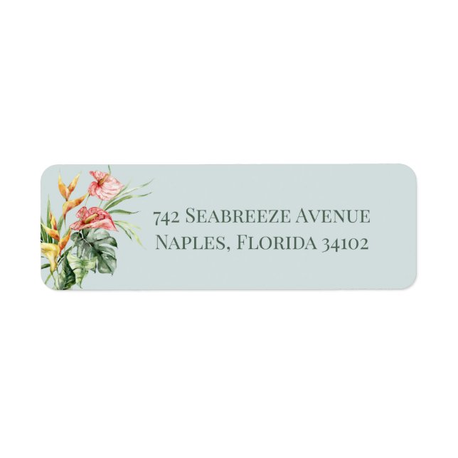 Tropical Elegance Botanical Return Address Label (Front)