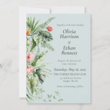 Tropical Elegance Botanical Wedding Invitation