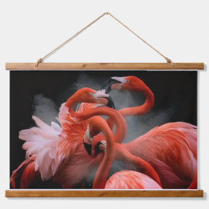 Tropical Elegance Flamingo Dance Photography Hanging Tapestry