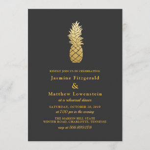 Tropical Elegance   Pineapple Rehearsal Dinner Invitation