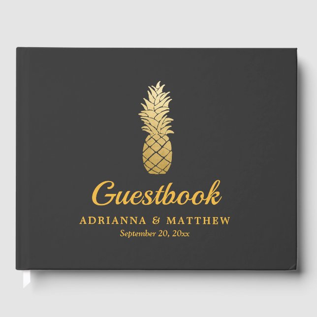 Tropical Elegance | Pineapple Wedding Guestbook (Front)