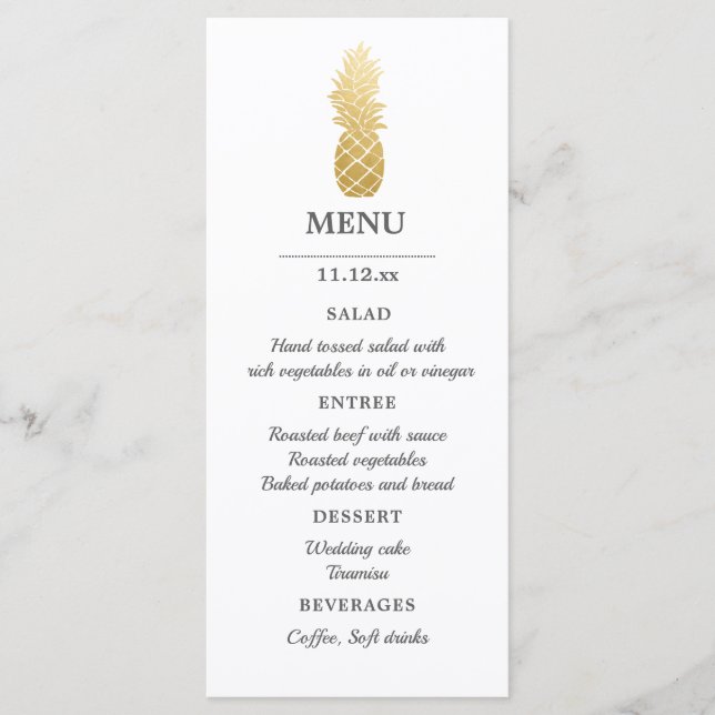 Tropical Elegance | Pineapple Wedding Menu (Front)
