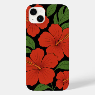 Tropical Elegance Red Hibiscus on Black Case-Mate iPhone 14 Plus Case