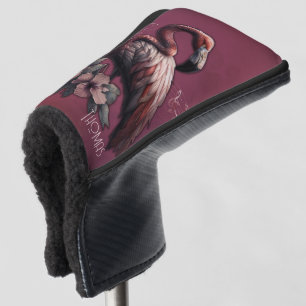 Tropical elegance, the flamingo in the twilight.  golf head cover