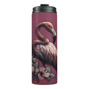 Tropical elegance, the flamingo in the twilight.  thermal tumbler