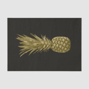 Tropical Elegant Black Gold Pineapple Art Tissue Paper