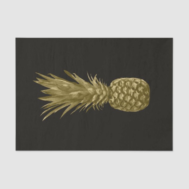 Tropical Elegant Black Gold Pineapple Art Tissue Paper (Front)