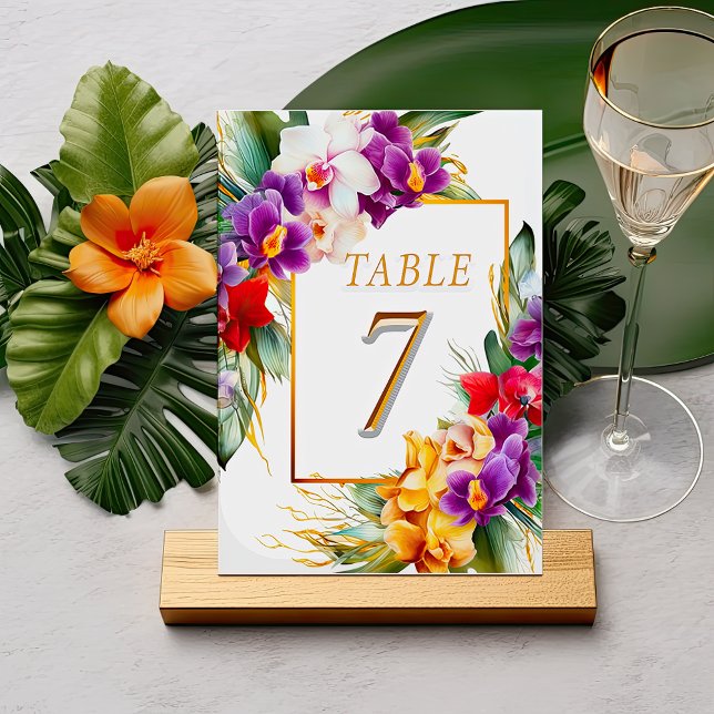 Tropical Elegant Floral Mariage Numéro de table (Créateur téléchargé)