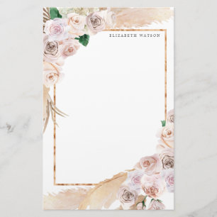tropical elegant floral Monogram Stationery