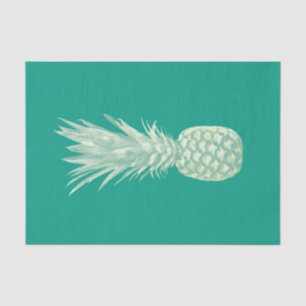 Tropical Elegant Teal Beige Pineapple Art Tissue Paper