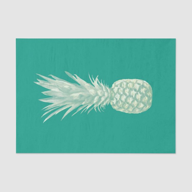 Tropical Elegant Teal Beige Pineapple Art Tissue Paper (Front)