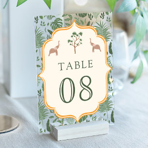 Tropical Elephant Wedding Acrylic Table Number