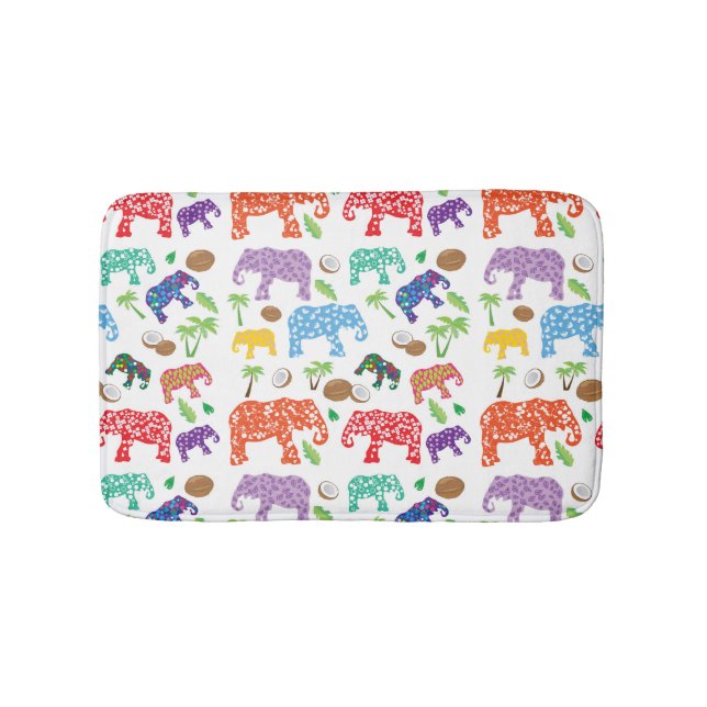 Tropical Elephants Bath Mat (Front)