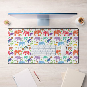 Tropical Elephants Desk Mat