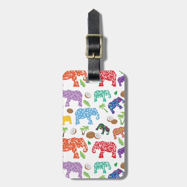 Tropical Elephants Luggage Tag (Front Vertical)