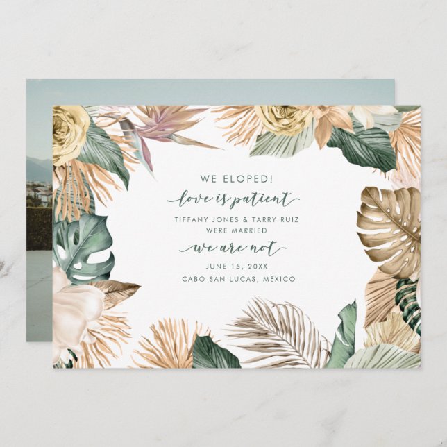 Tropical Elopement Beach Wedding Announcement (Front/Back)