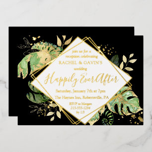 Tropical Elopement Wedding Reception Black & Gold