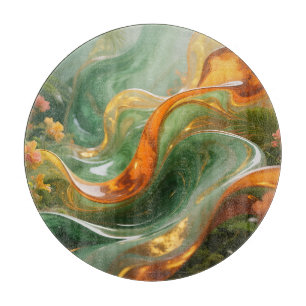 Tropical Emerald Amber Swirl Cutting Board