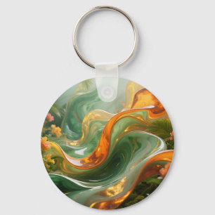 Tropical Emerald Amber Swirl Keychain