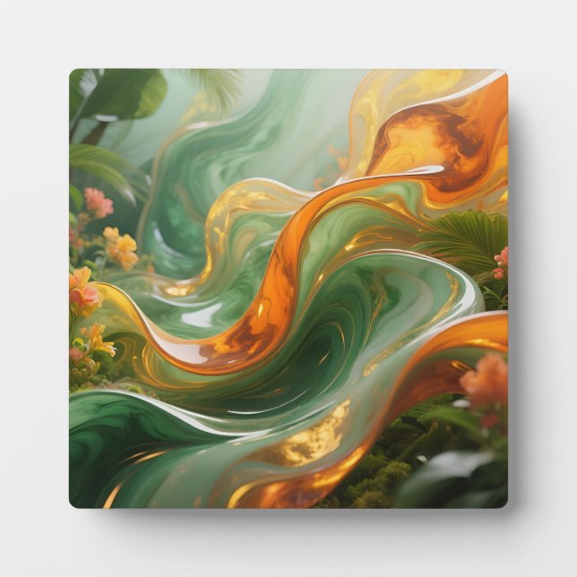 Tropical Emerald Amber Swirl Plaque (Front)