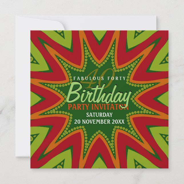 Tropical Energy Burst Fabulous 40 Birthday Party I Invitation (Front)