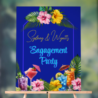 Tropical Engagement Party Pre-wedding Event Acrylic Sign
