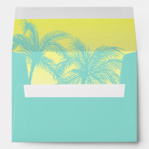Tropical Envelope Liner   Teal Blue Yellow Palm