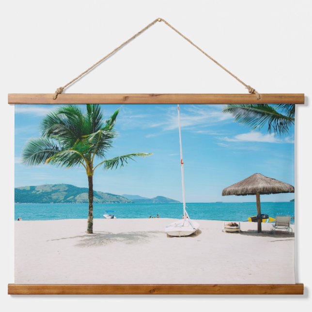 Tropical Escape – Serene Beach Paradise Hanging Tapestry (Front)