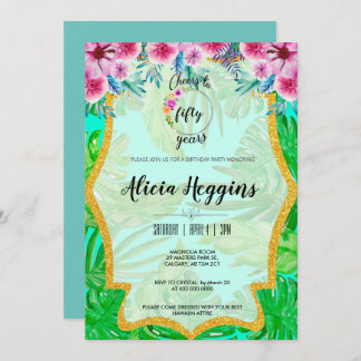 Tropical et or toute invitation d'anniversaire