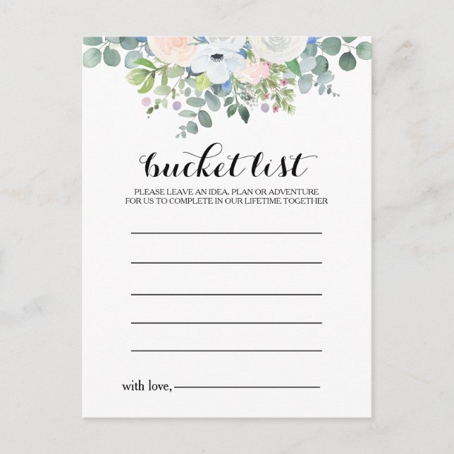 Tropical Eucalyptus Greenery Bucket List Cards (Front)