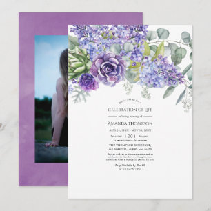 Tropical Eucalyptus Succulents Celebration of Life Invitation