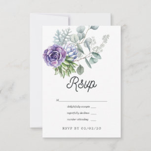 Tropical Eucalyptus Succulents Wedding RSVP Card