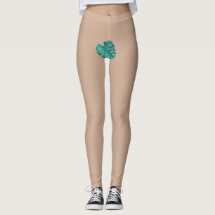 Tropical Eve Biblical Green Teal Palm Leaf Leggings