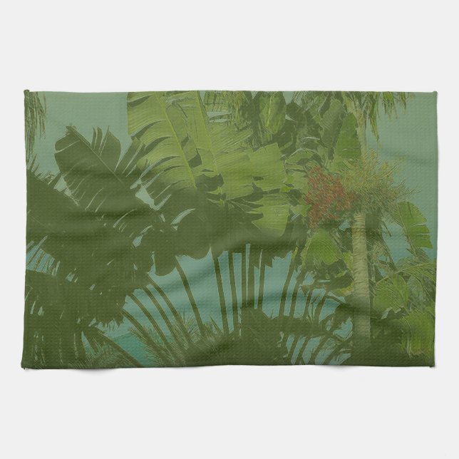 Tropical Evening Greens Kitchen Towel (Horizontal)