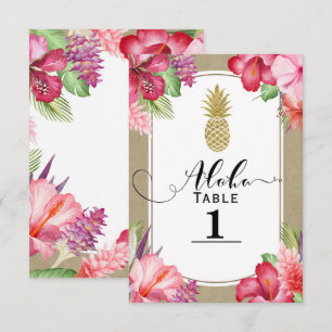 Tropical Exotic Floral Gold Ananas Numéro de table