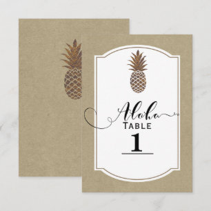 Tropical Exotic Floral Gold Pineapple Table Number
