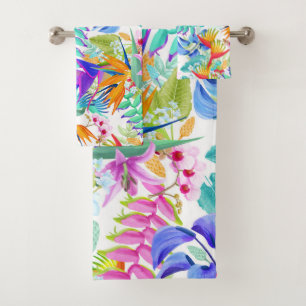 Tropical Exotic Flowers Bath Towel Set