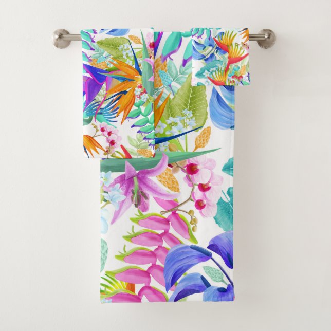 Tropical Exotic Flowers Bath Towel Set (Insitu)