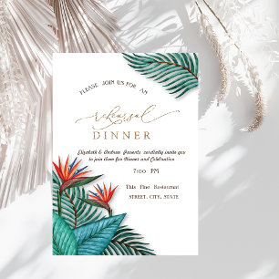 Tropical Exotic Flowers Rehearsal Dinner Invitation