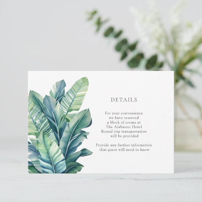 Tropical Exotic Foliage Leaves Details Enclosure Card (Standing Front)