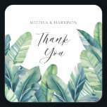 Tropical Exotic Foliage Leaves Wedding Design Square Sticker<br><div class="desc">Tropical Exotic Foliage Leaves Wedding Design</div>