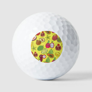 Tropical Exotic Fruits Hand-Drawn Pattern Golf Balls