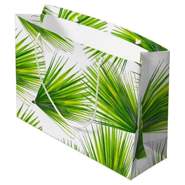 Tropical Exotic Hawaiian Palm Fronds Large Gift Bag (Back Angled)