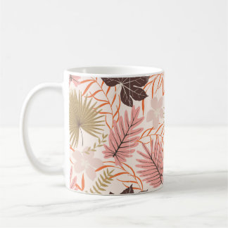 Tropical exotic leaves hand drawn vintage seamless coffee mug