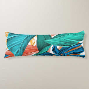 Tropical exotic palm leaves body pillow